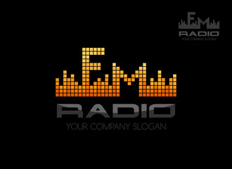 Fototapeta premium Radio logo. Music equalizer emblem