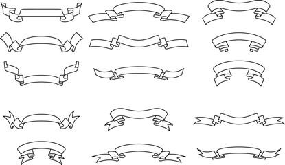 Ribbon collection. Vector outline style design elements