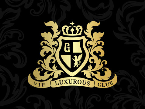 Heraldic logo template. Vintage ornamental emblem