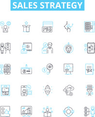 Sales strategy vector line icons set. Marketing, Retention, Customer, Acquisition, Lead, Product, Conversion illustration outline concept symbols and signs