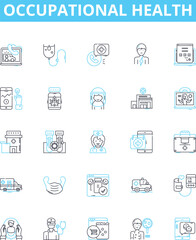 Occupational health vector line icons set. Occupational, Health, Safety, Risk, Hazards, Injury, Illness illustration outline concept symbols and signs