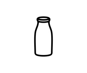 Glass milk bottle, milk, dairy, drink, food and meal, graphic design. Dairy farm, animal husbandry, cattle breeding, animal and farm, vector design and illustration