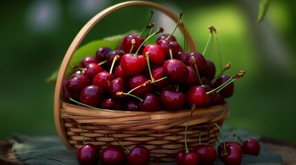 Fototapeta na wymiar Fresh cherries in the basket
