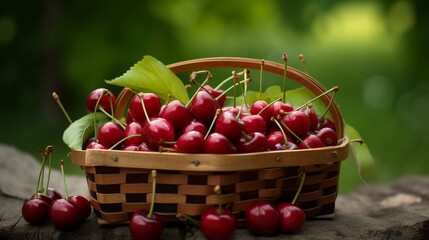 Fototapeta na wymiar Fresh cherries in the basket