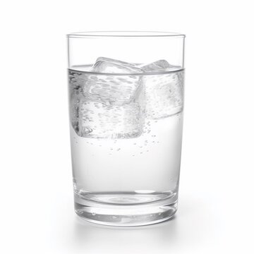 water glass full of ice isolated on white