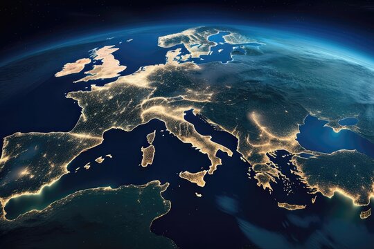 Erath view from space. Generative AI.