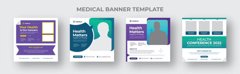 Healthcare social media posts or promotion web banners for hospitals, clinics, doctors, and dentist