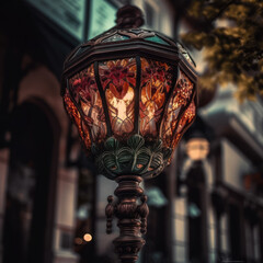 Old Fashioned Ornate Street Lamp, AI