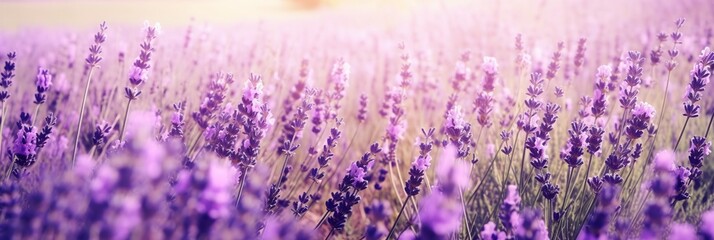 Close up lavender fields banner