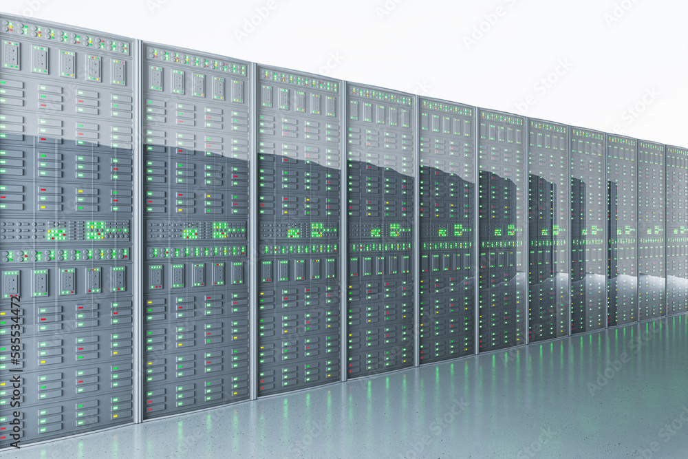 Aufkleber creative light server room interior. shot of data center with multiple rows of fully operational ser