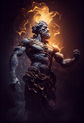 Glowing god illustration isolated on dark background