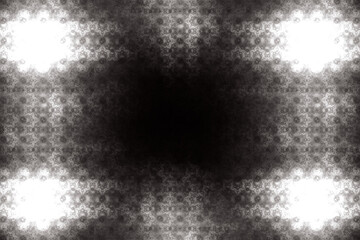 White pattern of crooked waves on a black background. Abstract fractal 3D rendering