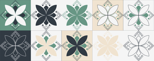 geometric ornament pattern tiles set 