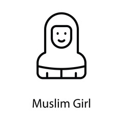 Muslim Girl icon. Suitable for Web Page, Mobile App, UI, UX and GUI design.