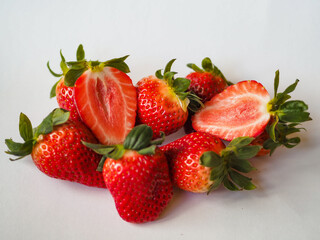 Strawberry on white background. Fresh sweet fruit closeup