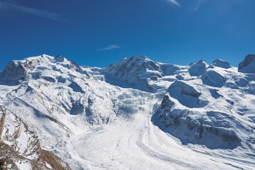 The Gorner Glacier- Gornergletscher in Switzerland, Second largest glacier in the Alps. 
