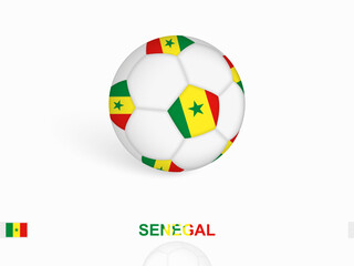 Obraz premium Soccer ball with the Senegal flag, football sport equipment.