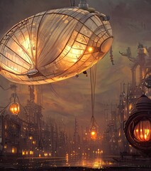 Airship Balloon Steampunk Fantasy Realm