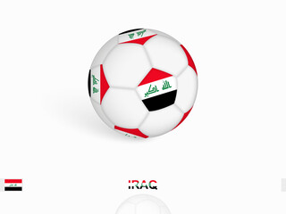 Soccer ball with the Iraq flag, football sport equipment.