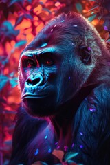 gorilla portrait abstract colorful, generative AI