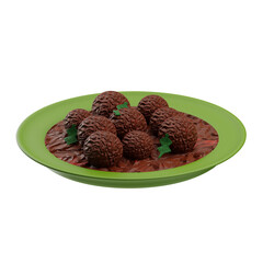 Asian Food Fish Meatball Curry 3D Illustration