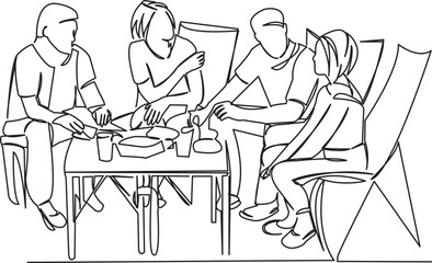 family resting in nature