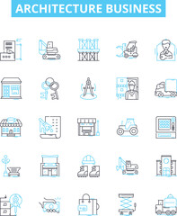 Architecture business vector line icons set. Building, Design, Structures, Construction, Property, Planning, Residential illustration outline concept symbols and signs