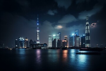 Obraz na płótnie Canvas Shanghai Skylines: A Captivating Urban Landscape. Generative AI