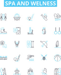 Spa and welness vector line icons set. Spa, Wellness, Massage, Therapy, Facial, Manicure, Pedicure illustration outline concept symbols and signs