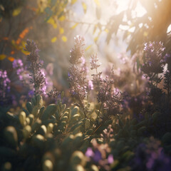 Fototapeta na wymiar Lavender Flower in Enchanted Garden Photography Style. Generative Ai