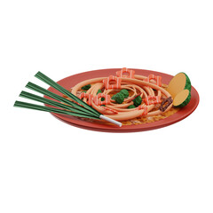 Asian Food Pad Thai 3D Illustration