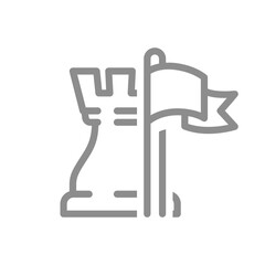 Chess king piece and flag icon. Guarded, protected, secure notification concept line vector icons.