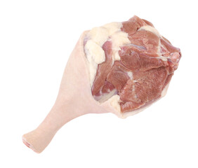 Raw duck leg, close up, transparent background