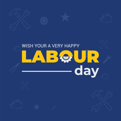 1st may happy international labour day typography illustration design