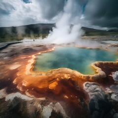 geothermal event occurring with steam coming from below