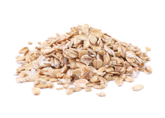 Oatmeal on white background, close-up