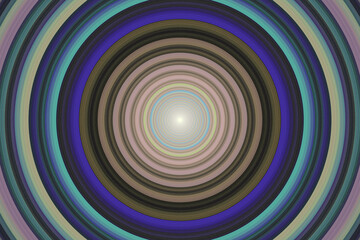 Multicolored iridescent round pattern of crooked waves on a black background. Abstract fractal 3D rendering