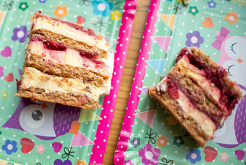 slice of cake with chocolate