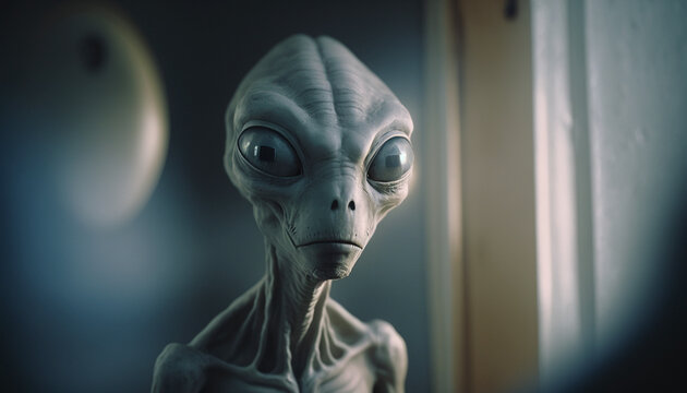 Portrait of an alien visit of the greys conspiracy of par.Generative AI.