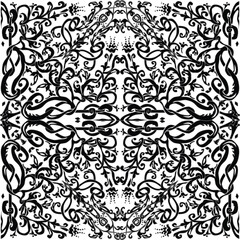 black on white floral outline square abstract design