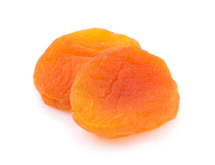 Dried apricot on white background, macro