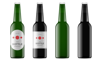 Beer bottle realistic vector mockup
