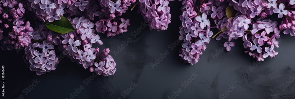 Wall mural purple lilac flowers. generative ai image.