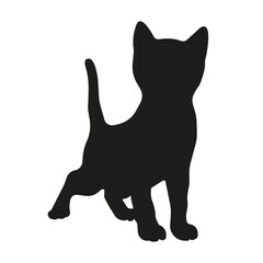 Cat silhouette illustration, standing cute kitten