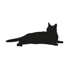 Cat silhouette illustration, lying cat, cat lies, lying cat