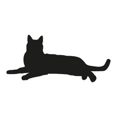 Cat silhouette illustration, lying cat, cat lies