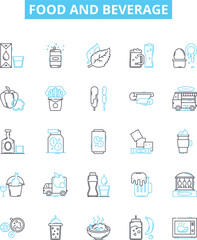 Food and beverage vector line icons set. Cuisine, Drink, Food, Beverage, Meal, Delicacy, Snack illustration outline concept symbols and signs