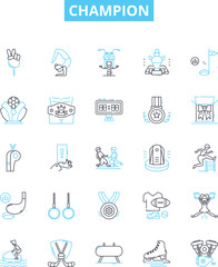 Champion vector line icons set. Victor, Hero, Winner, Premier, Winner, Conqueror, Leader illustration outline concept symbols and signs