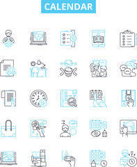 Calendar vector line icons set. Diary, Schedule, Datebook, Timeline, Booklet, Record, Register illustration outline concept symbols and signs