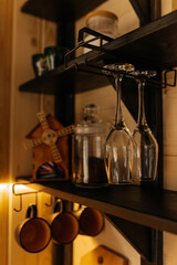 stainless kitchen wooden house, house in the mountains